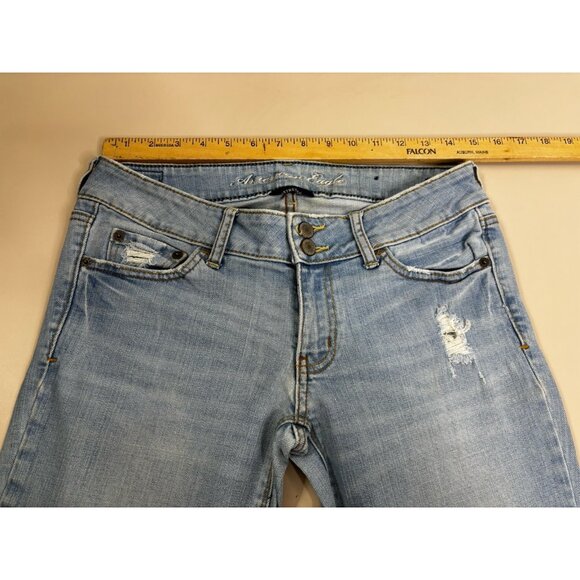 American Eagle Artist Sz 6 (Actual 29x31) Light Wash Boot Distressed Jeans EUC - Picture 6 of 13